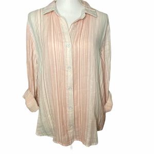 Cloth & Stone Blouse Button Up Cotton Striped XL